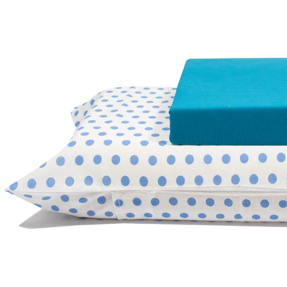 jogo de cama bolas azuis lencol azul 2