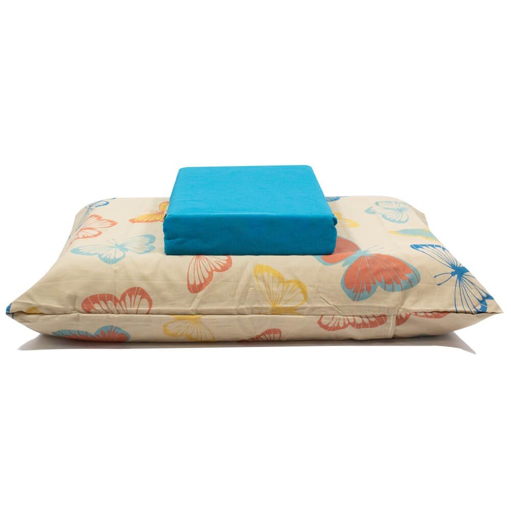 jogo de cama borboletas bege lencol azul 1