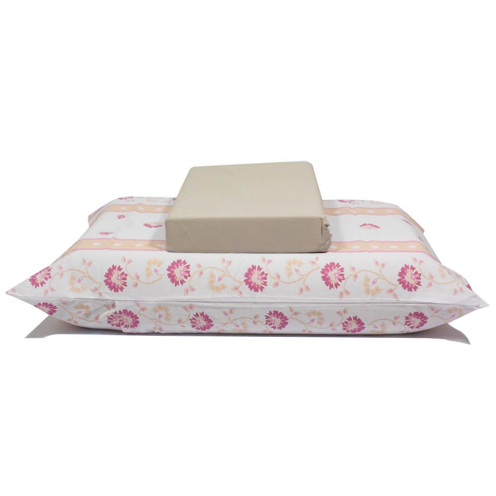 jogo de cama flores e listras branco lencol cinza 1