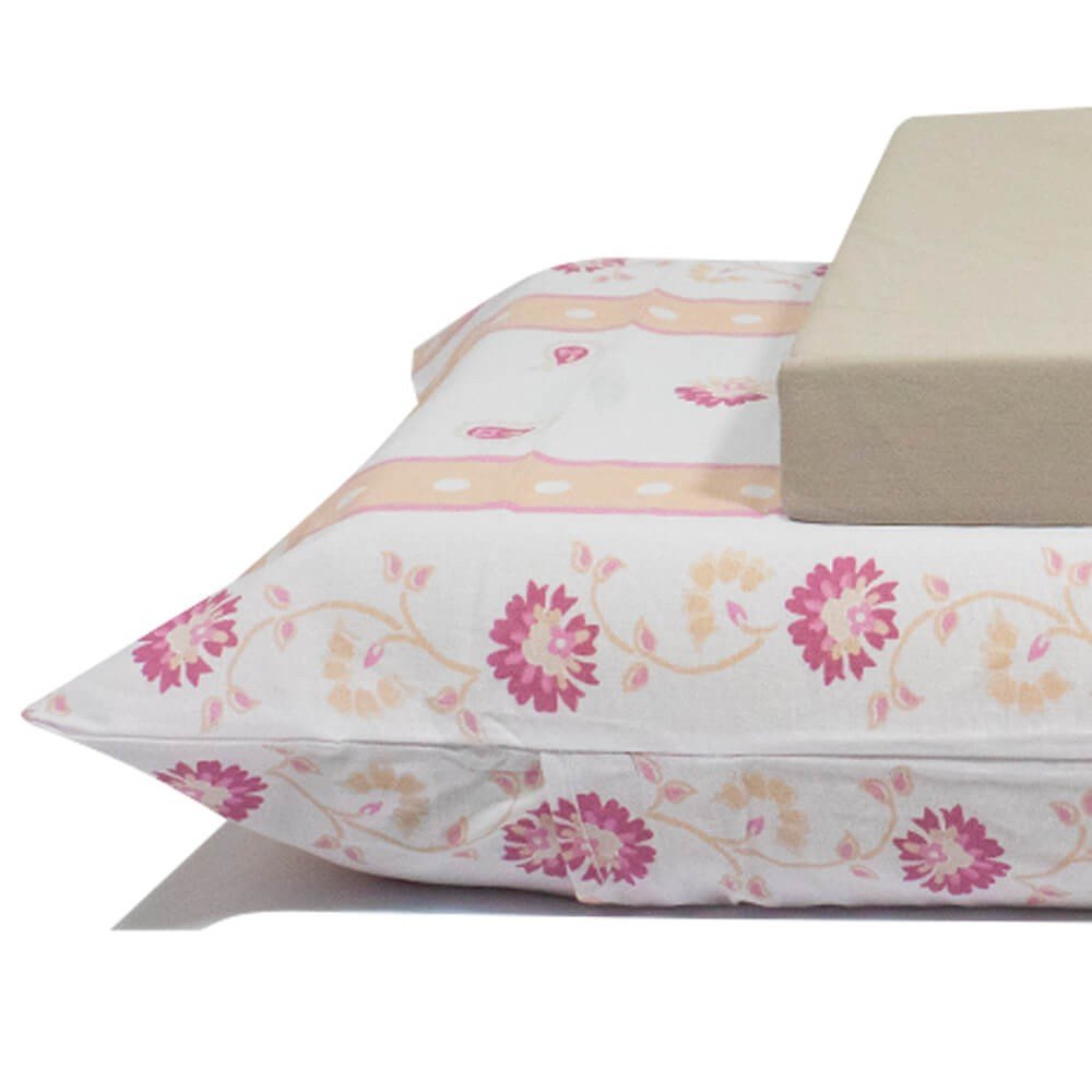 jogo de cama flores e listras branco lencol cinza 2