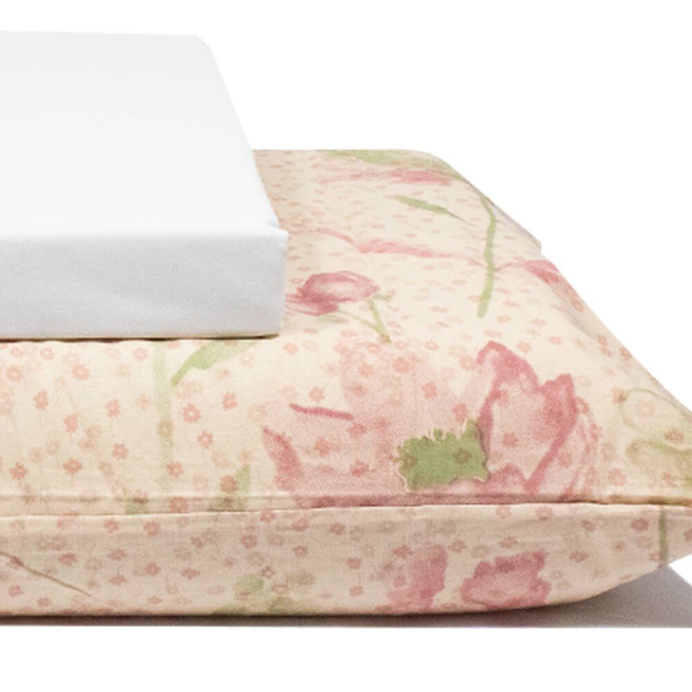 jogo de cama flores bege lencol banco 3
