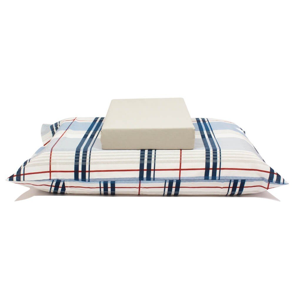 jogo de cama xadrez azul lencol perola 1