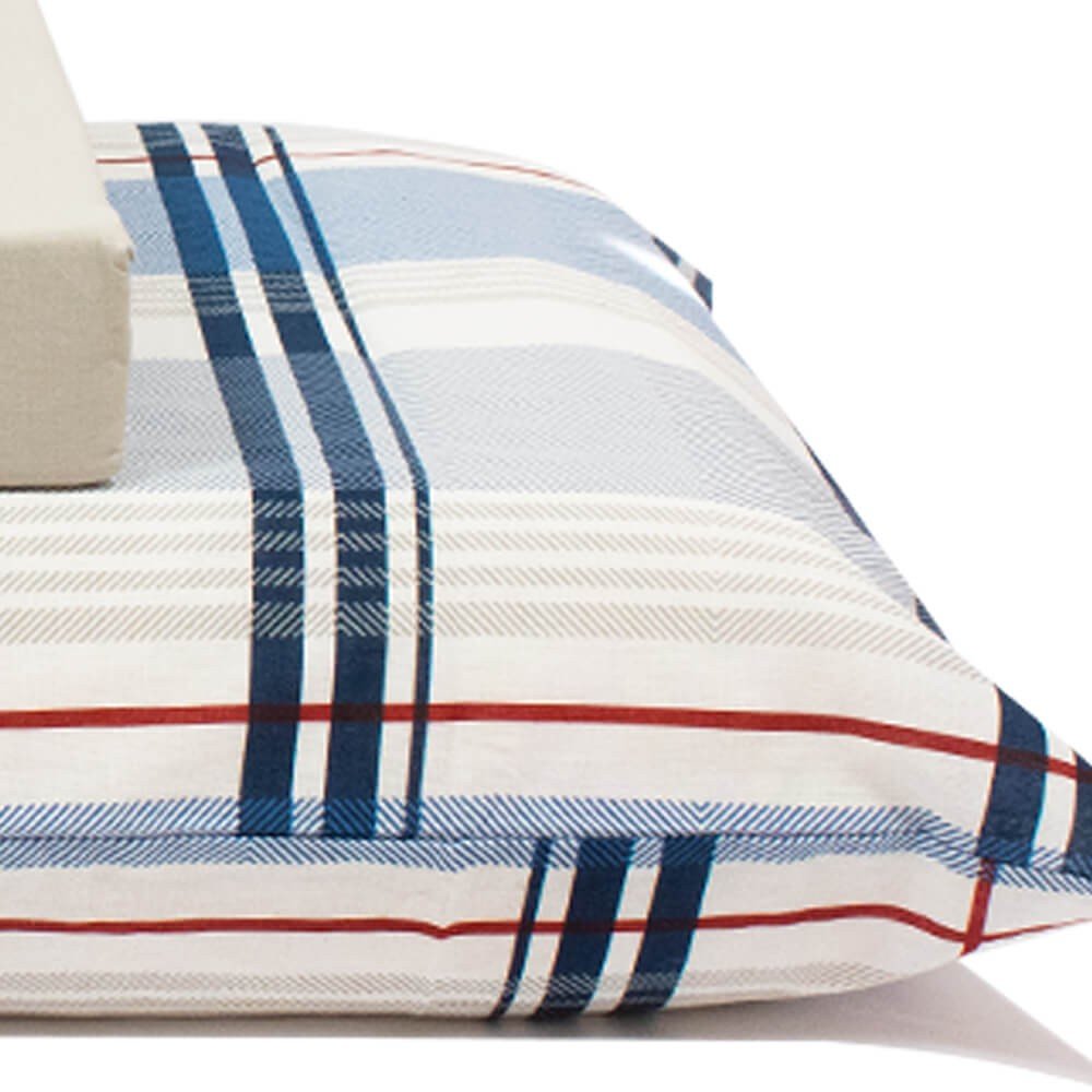 jogo de cama xadrez azul lencol perola 3