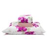 jogo de cama flores branco com lencol rose 1