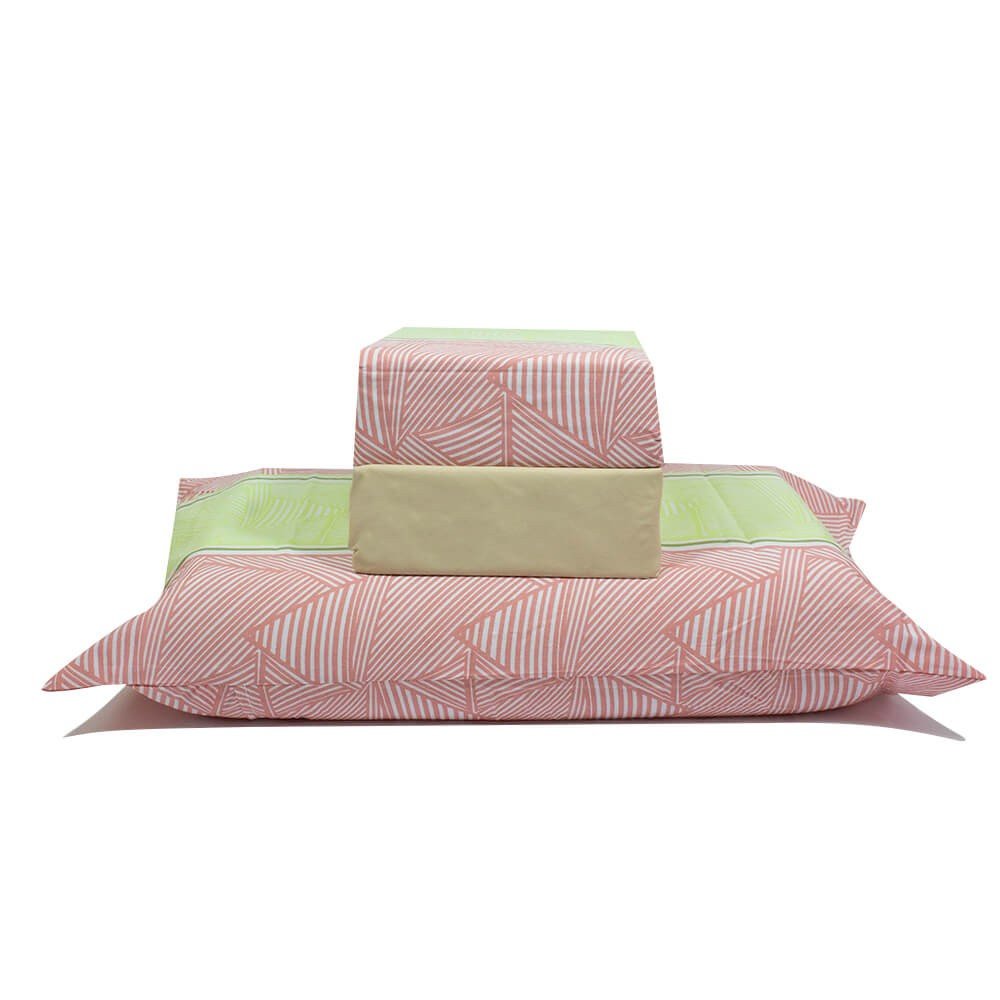 jogo de cama listras rosa 1