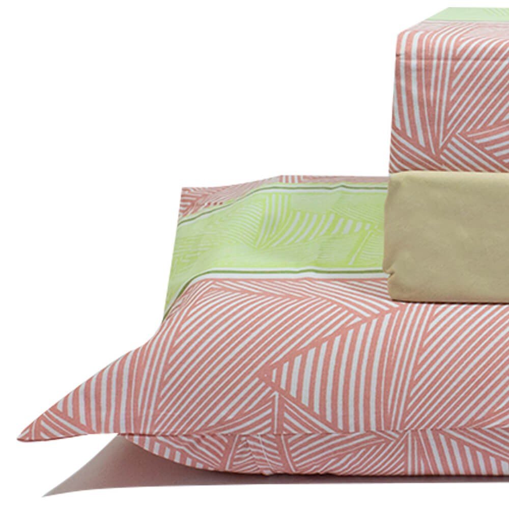 jogo de cama listras rosa 2