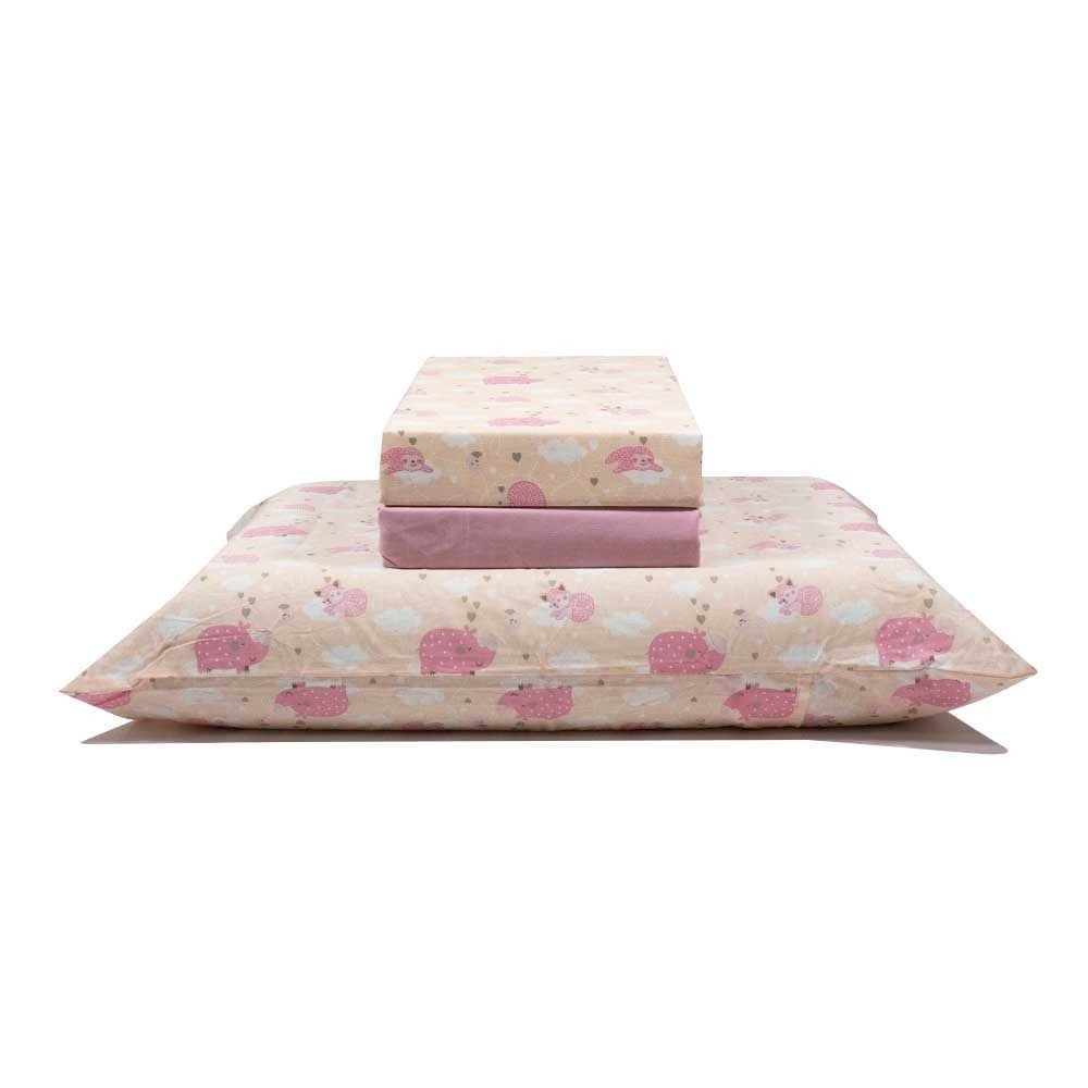jogo de cama bicho preguica rosa 1