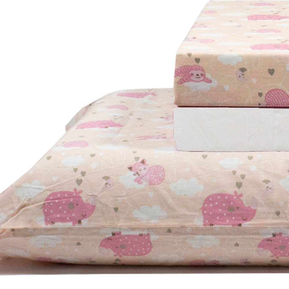 jogo de cama bicho preguica branco 3