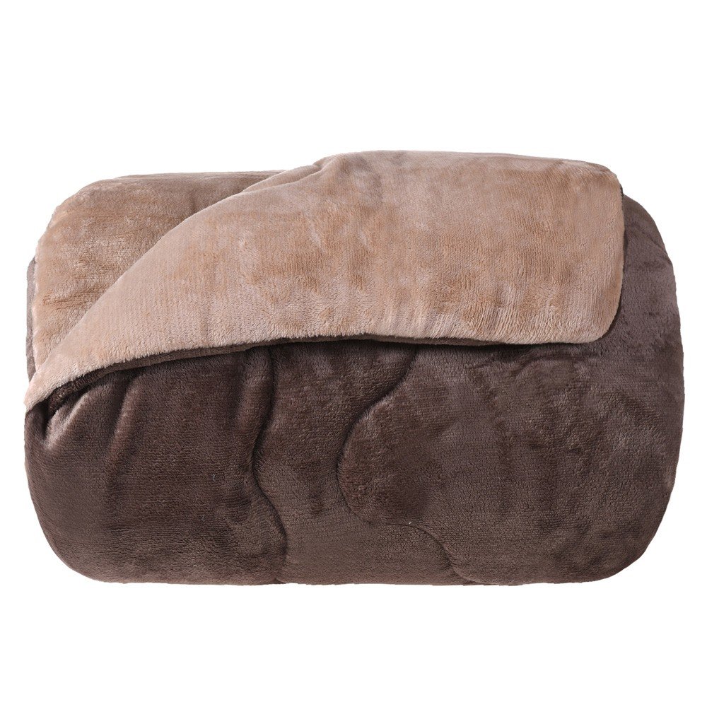 edredom plush bicolor taupe marrom
