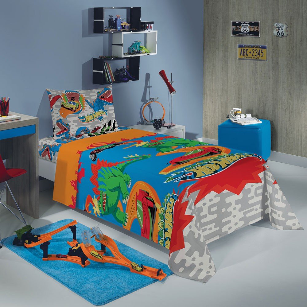 jogo de cama microfibra de poliester hot wheels