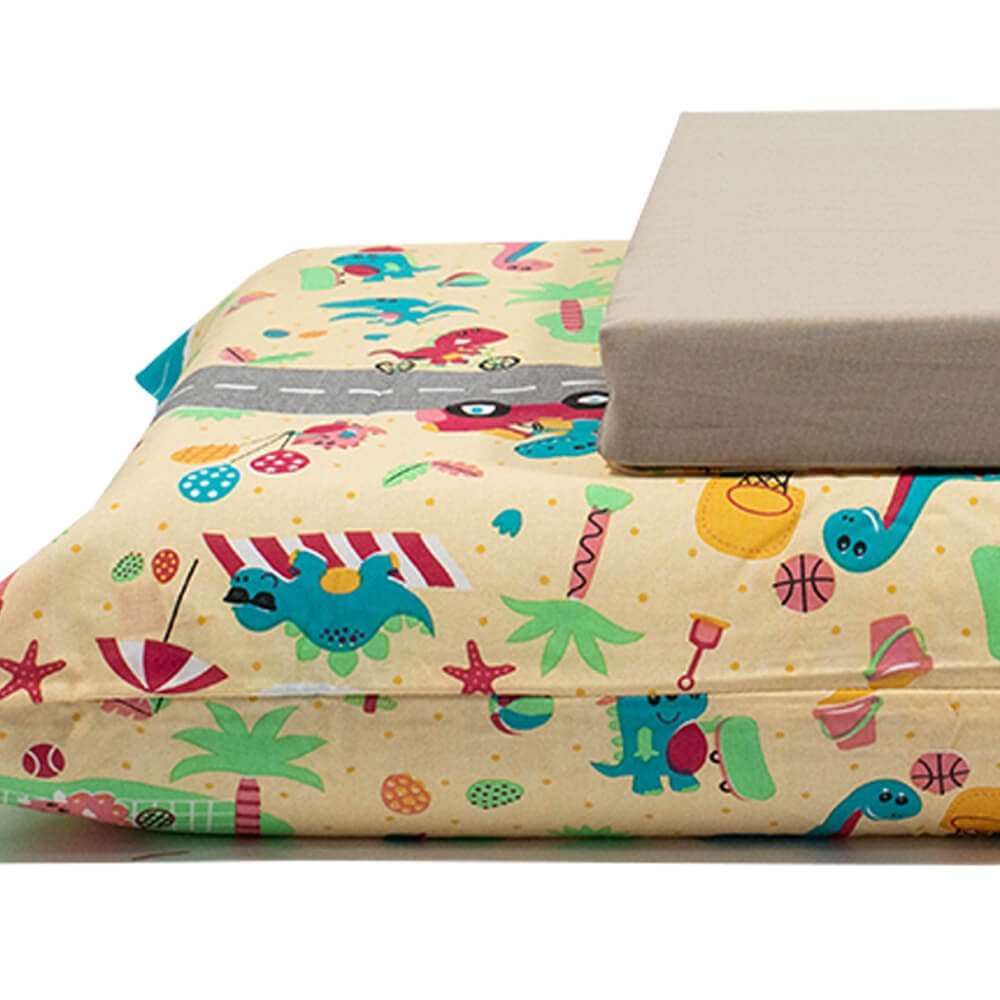 jogo de cama dino na praia lencol marrom 3