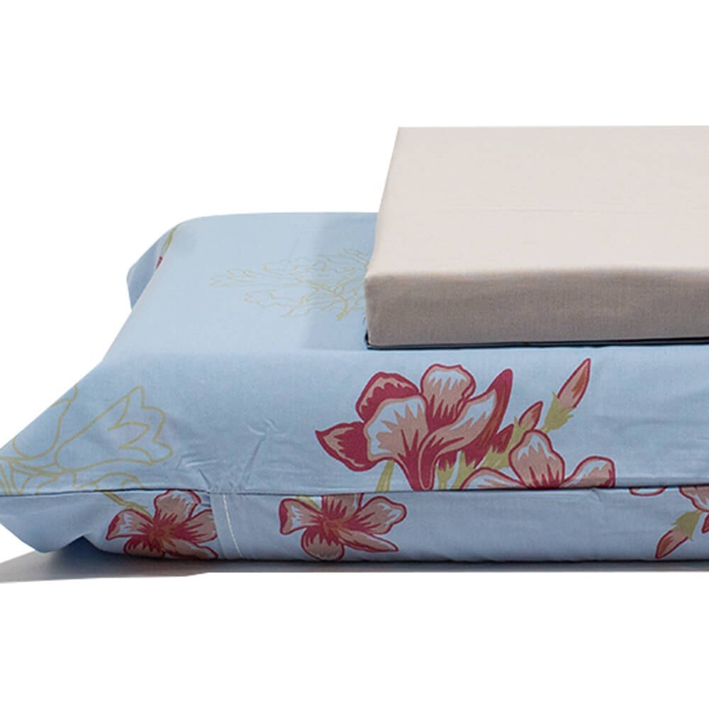 jogo de cama flores cinza claro 2