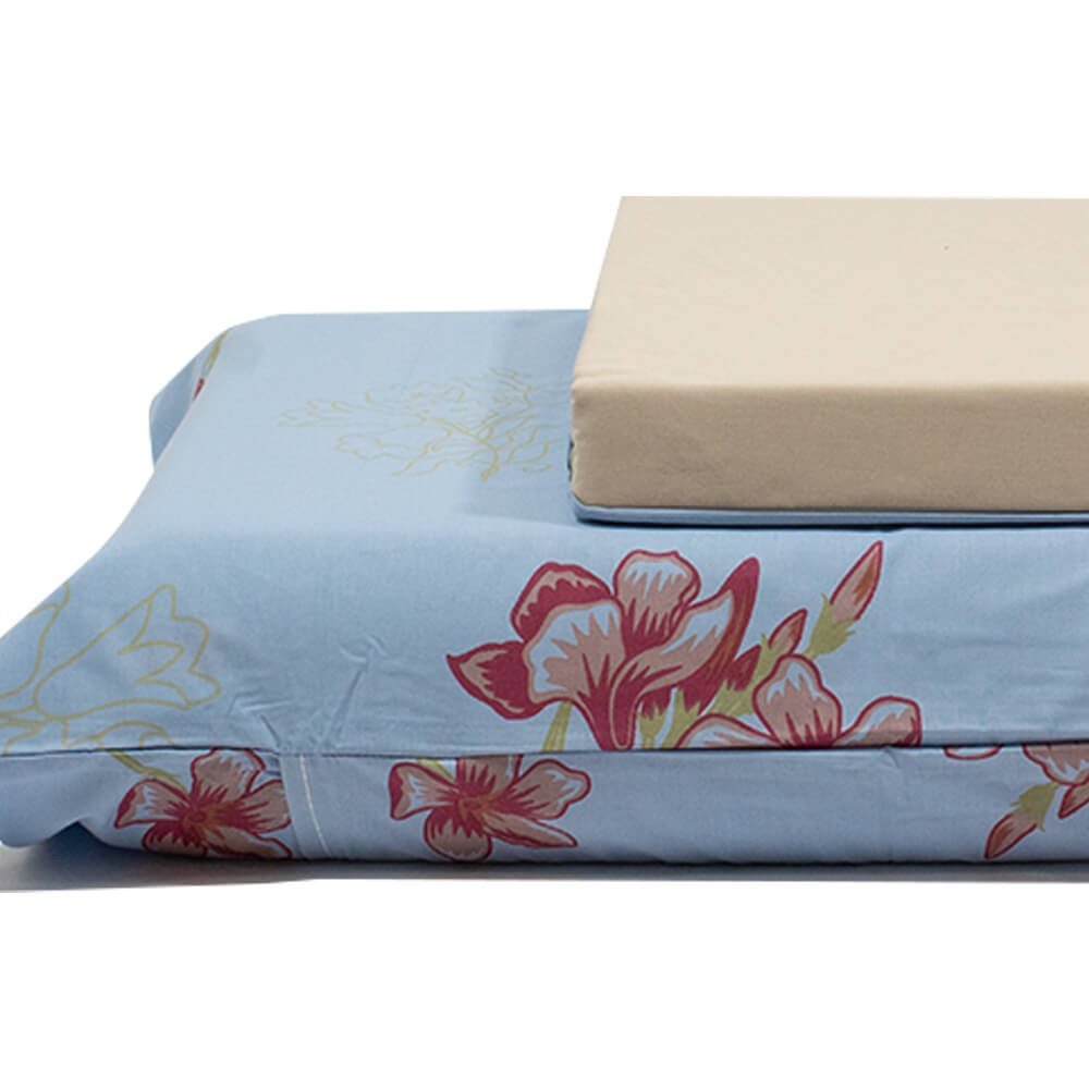 jogo de cama flores cinza bege 2