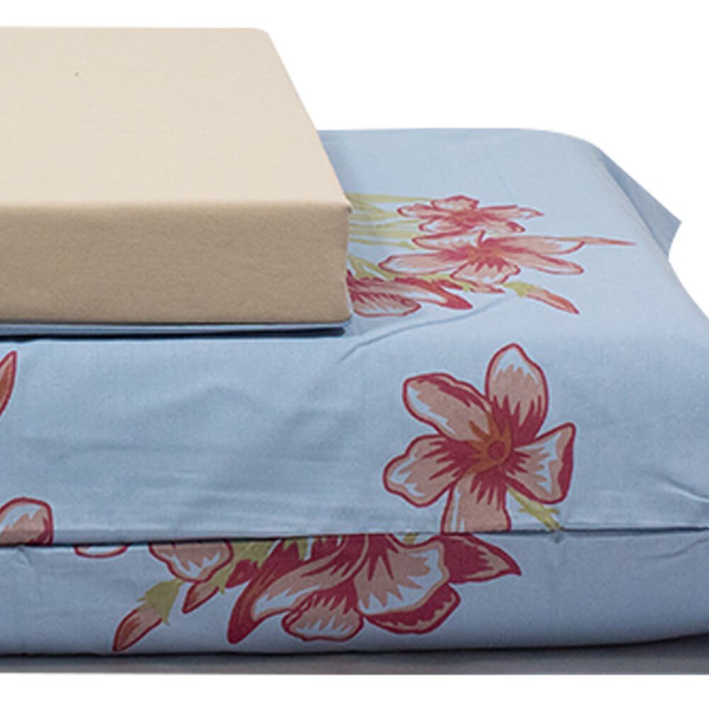 jogo de cama flores cinza bege 3