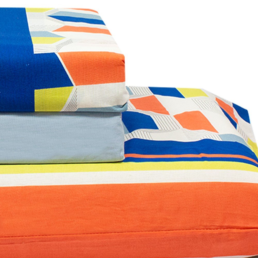 jogo de cama forma geometricas colorido 3