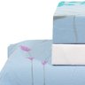jogo de cama folhas azul lencol branco 3
