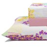 jogo de cama flores e folhas branco lencol rosa 2