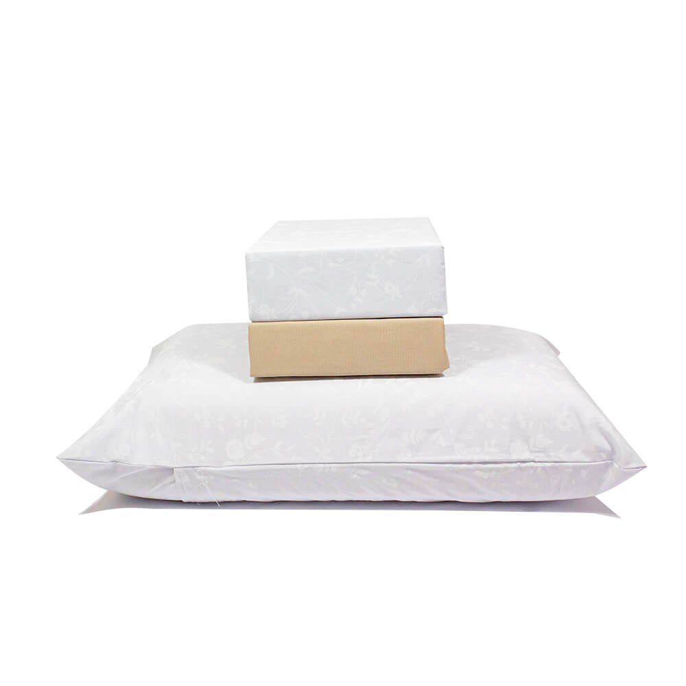 jogo de cama branco lencol bege 1