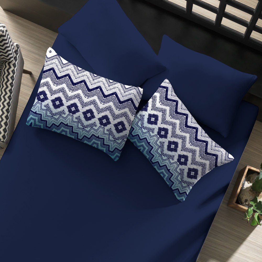 jogo de cama tricot marinho