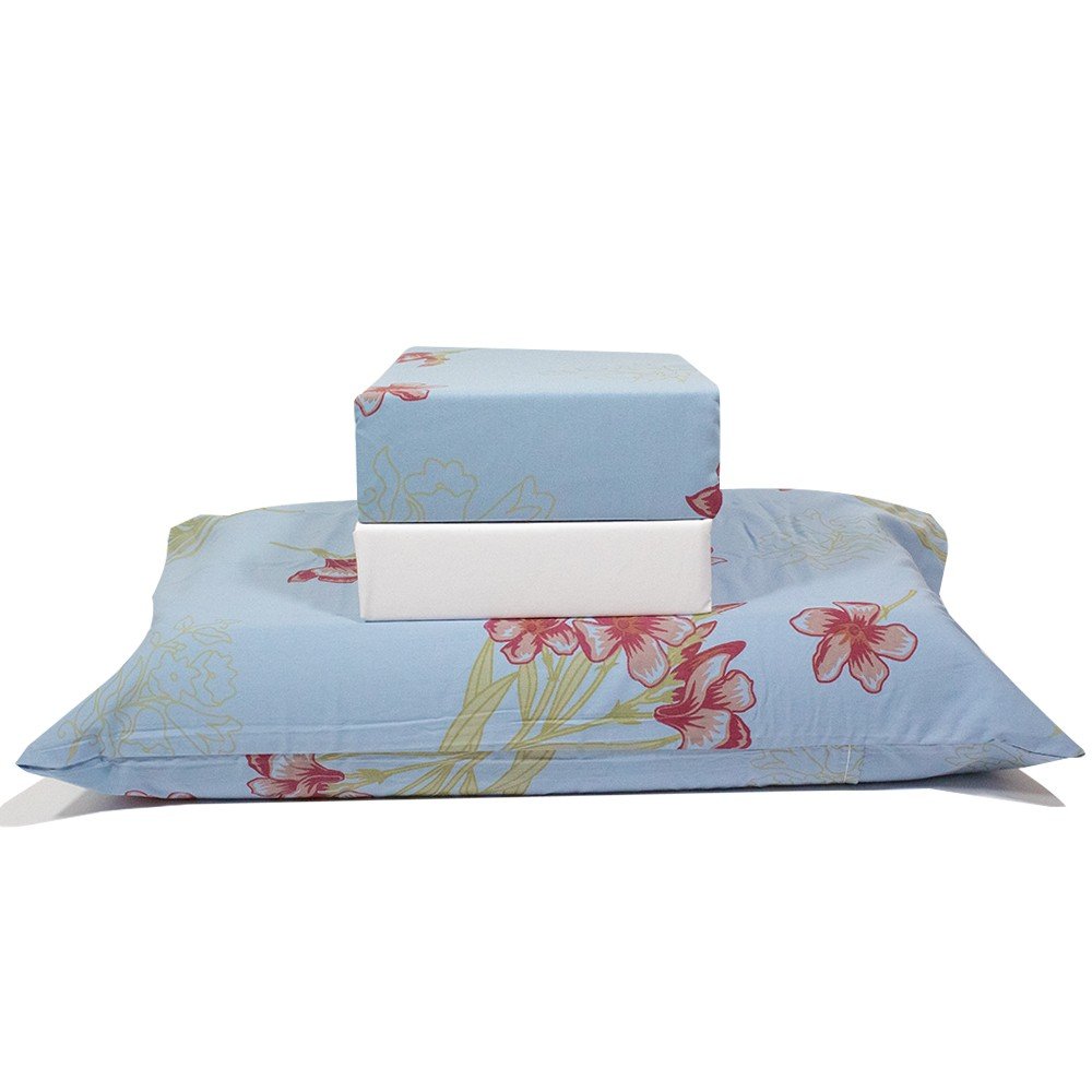 jogo de cama plantas azul lencol branco 1
