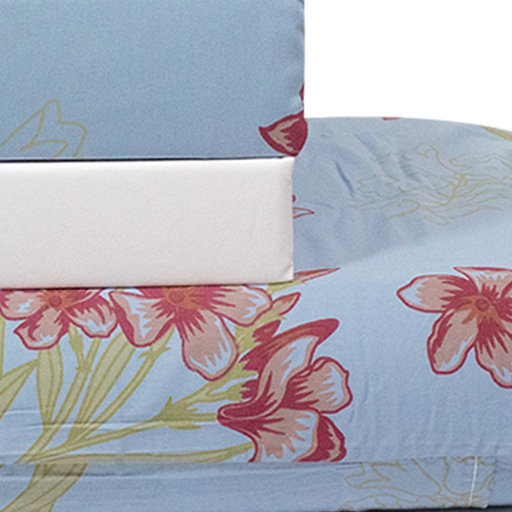 jogo de cama plantas azul lencol branco 3