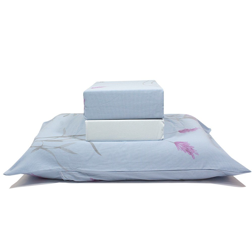 jogo de cama plantas azul lencol azul claro 1