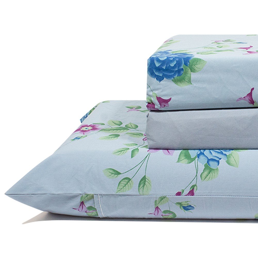 jogo de cama plantas roxo lencol roxo 2
