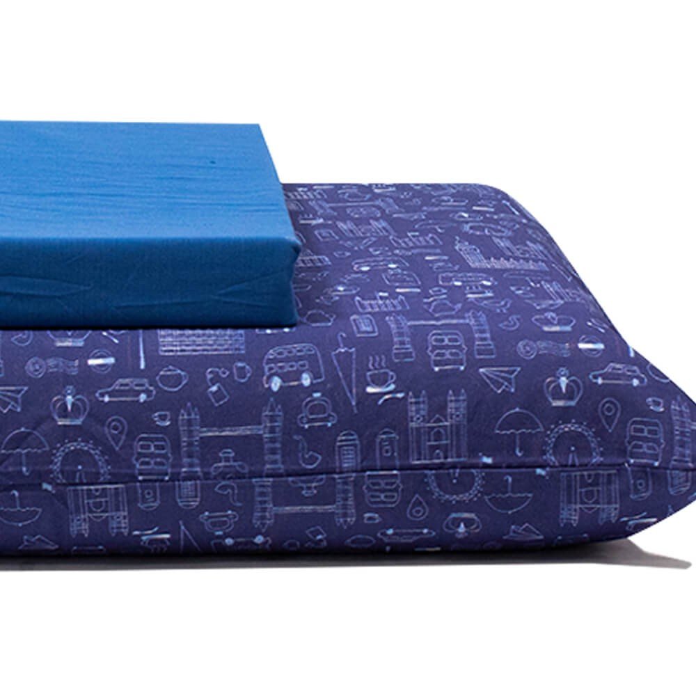jogo de cama carrinho azul marinho 2