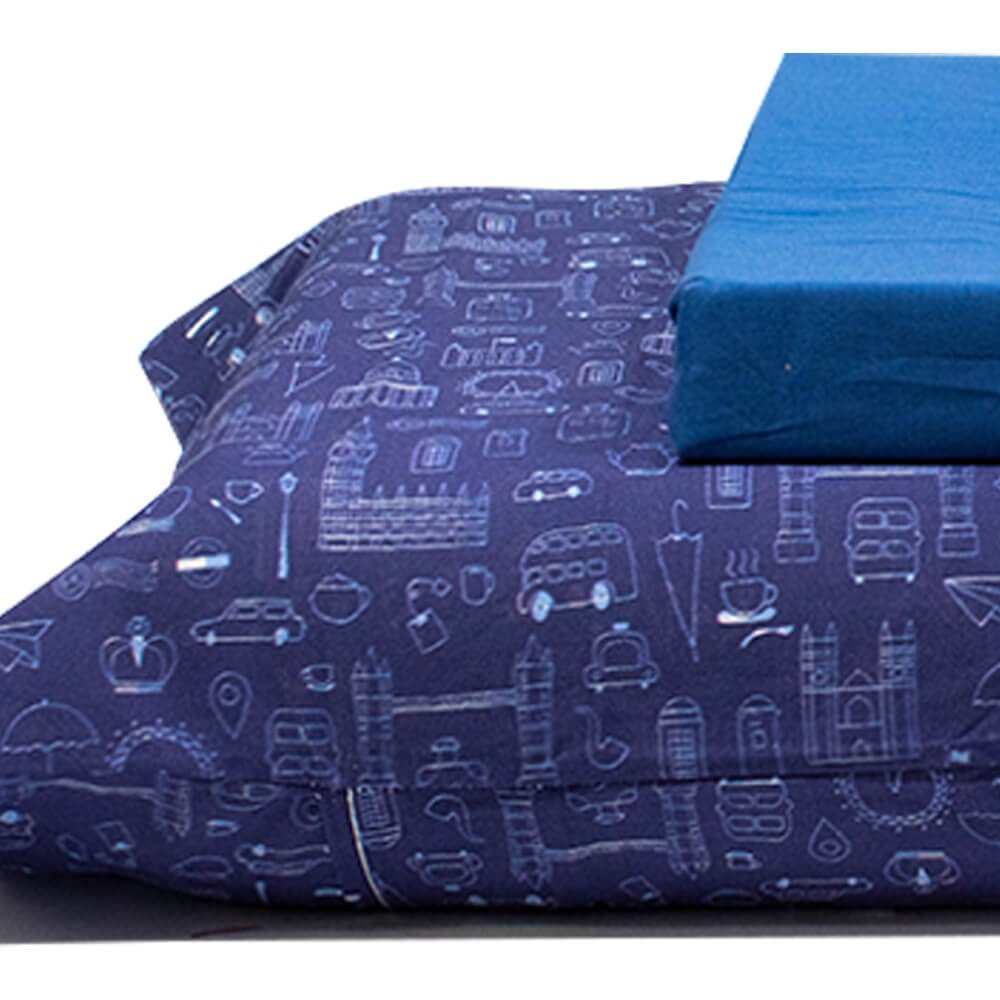 jogo de cama carrinho azul marinho 3