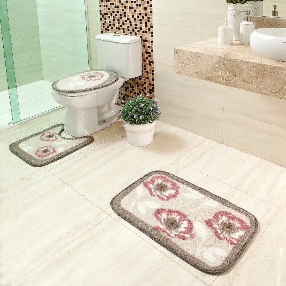 jogo de banheiro 3pcs papoula