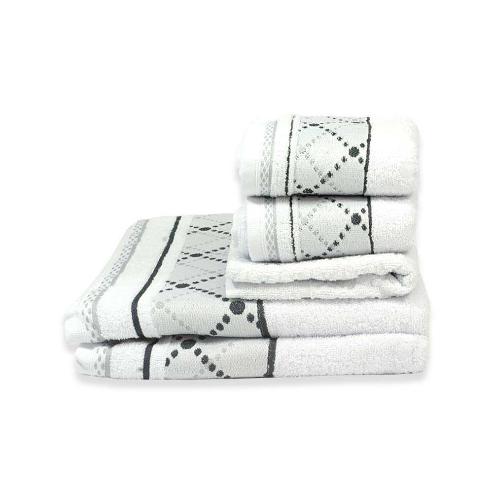 jogo de toalhas 5 pecas jacquard boss branco