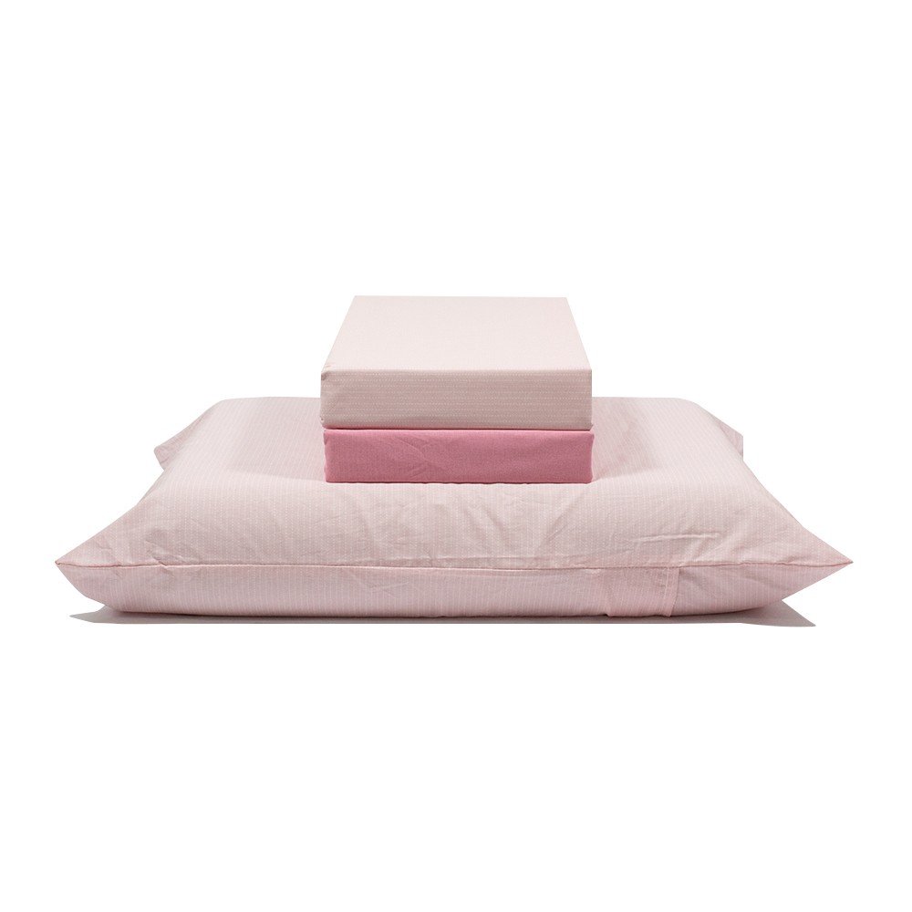 jogo de cama listrado rosa 1