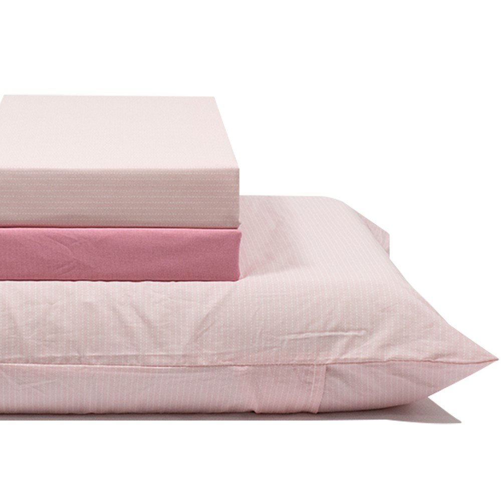 jogo de cama listrado rosa 2