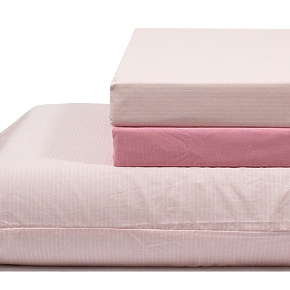 jogo de cama listrado rosa 3
