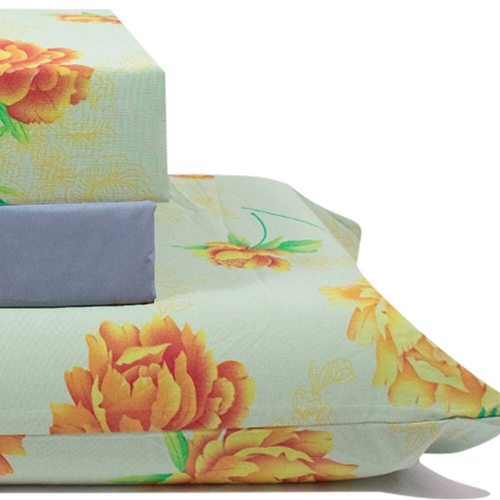 jogo de cama flores verde lencol azul 3
