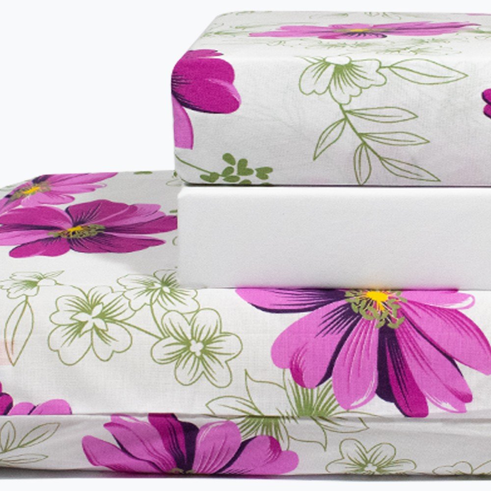jogo de cama flores rosas branco 3