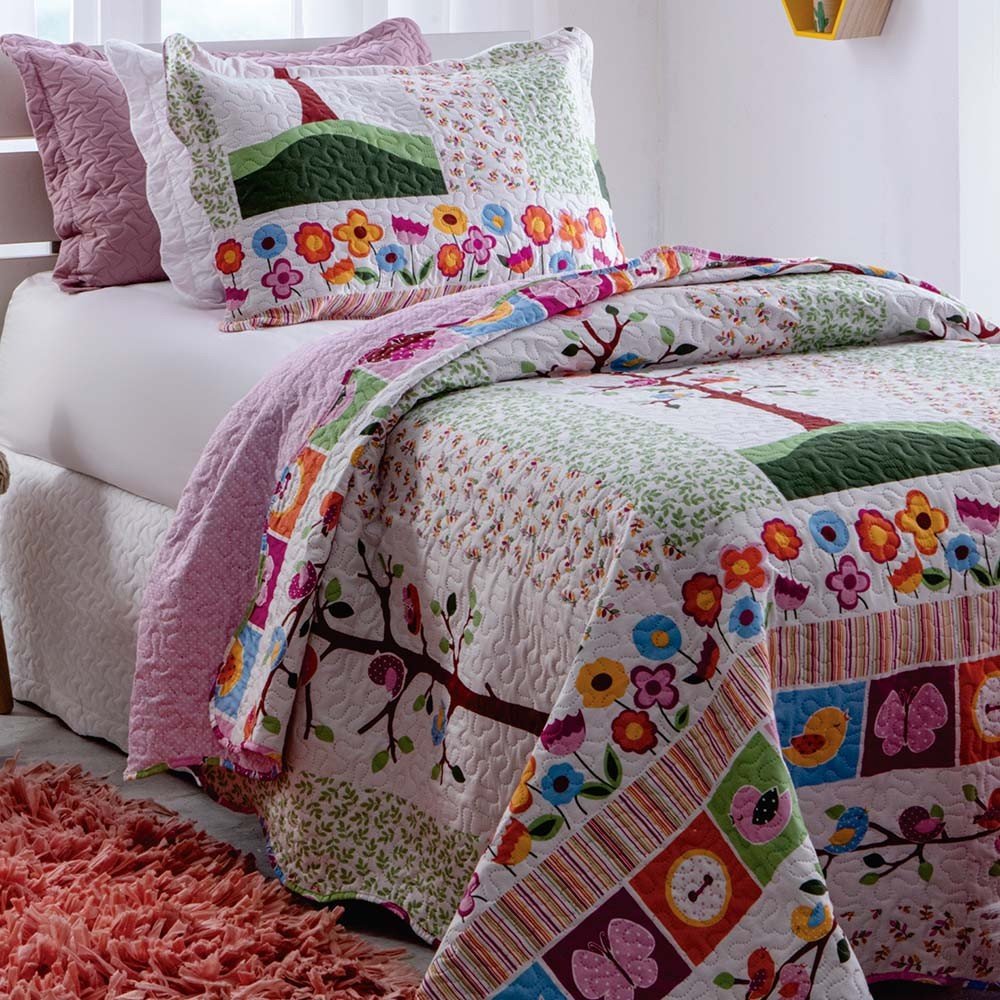 colcha em patchwork rozac teen primavera