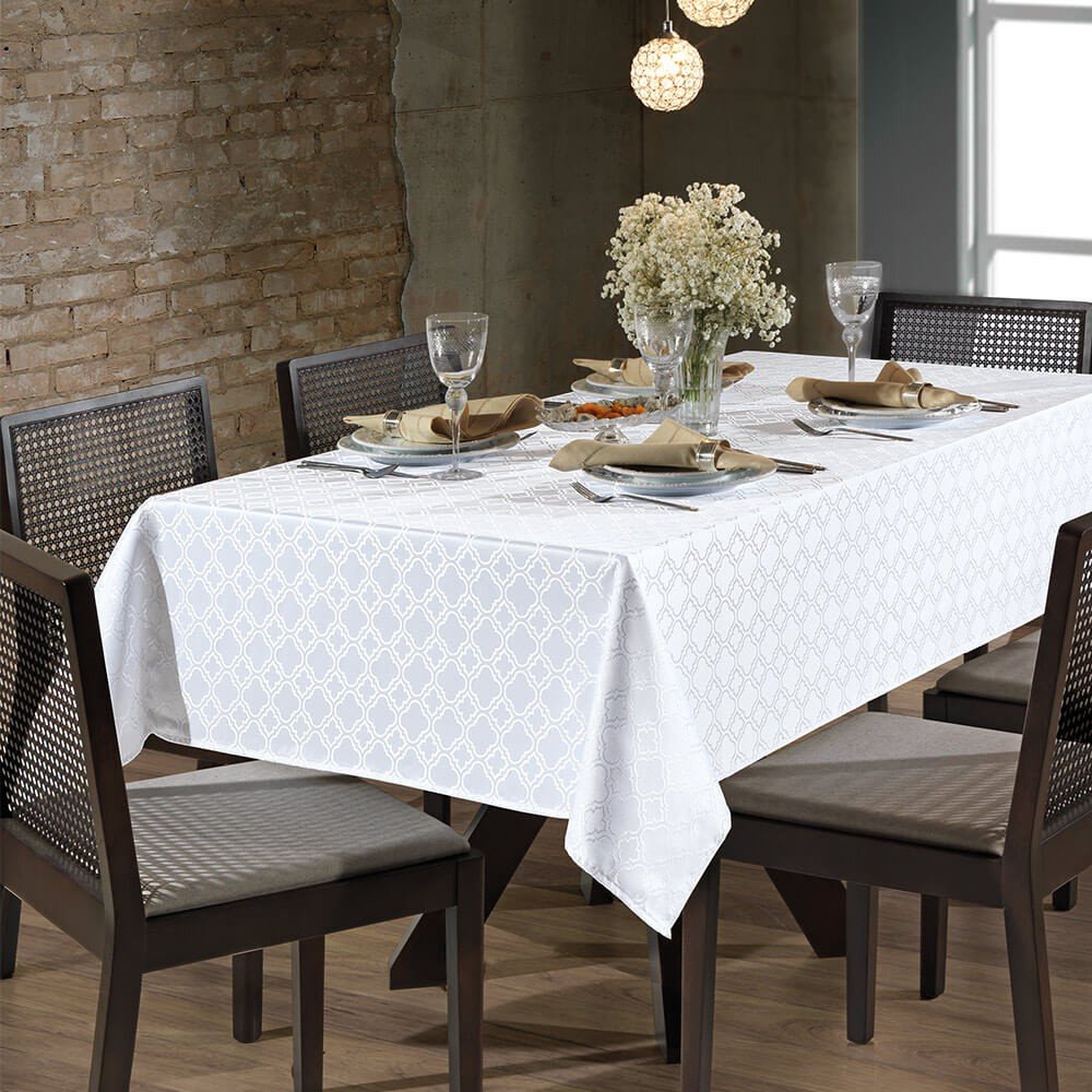 toalha de mesa requintei quadrada tj 4667 branco