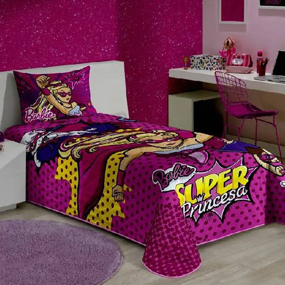 colcha barbie super princesa