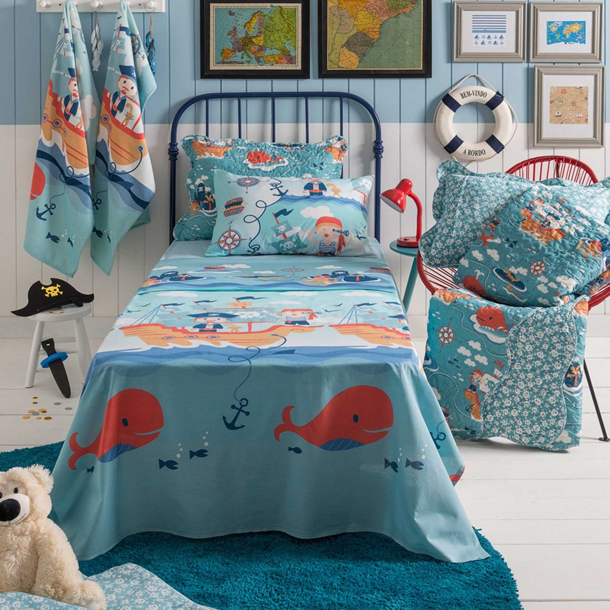 jogo de cama santista infantil pirata