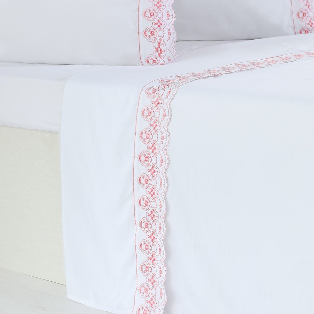 jogo de cama microfibra benecasa branco com rosa2