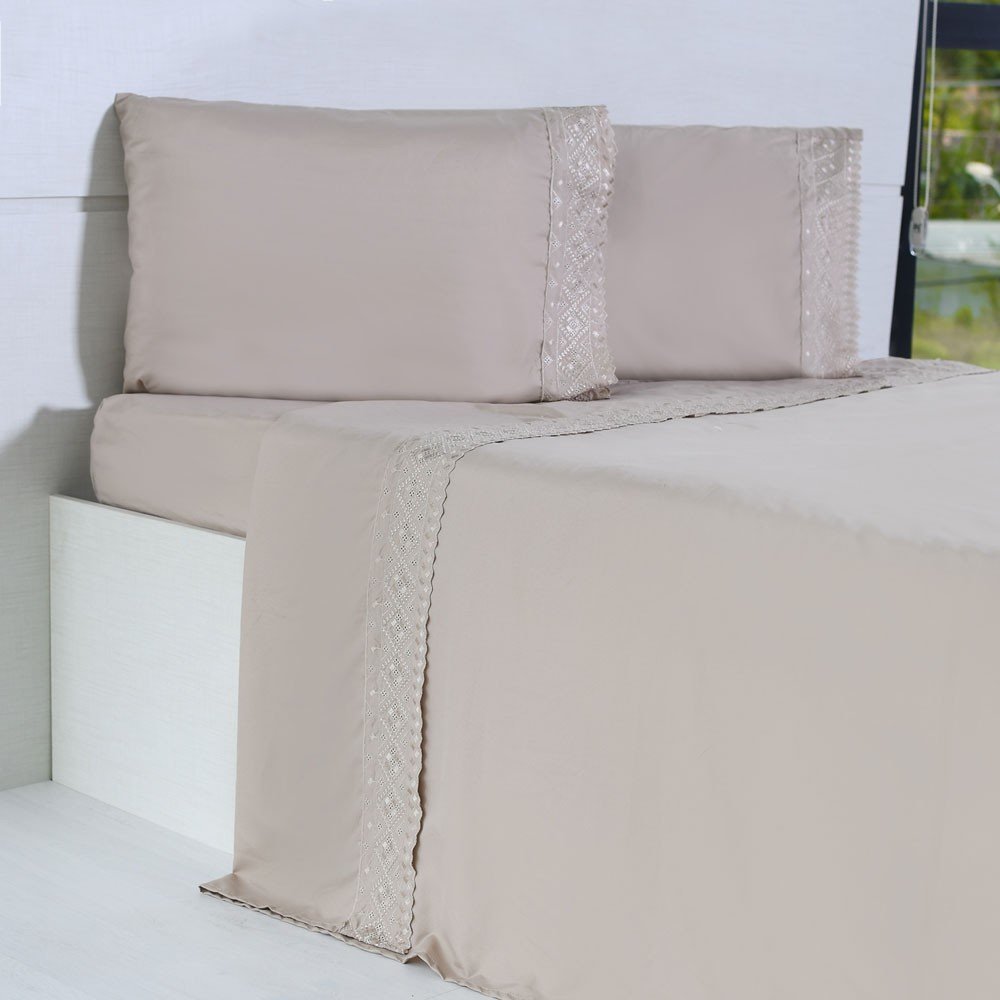 jogo de cama microfibra benecasa areia1