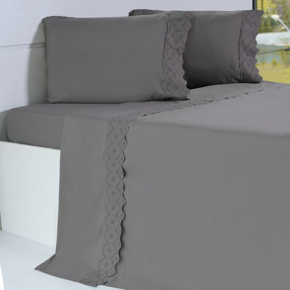 jogo de cama microfibra benecasa cascalho