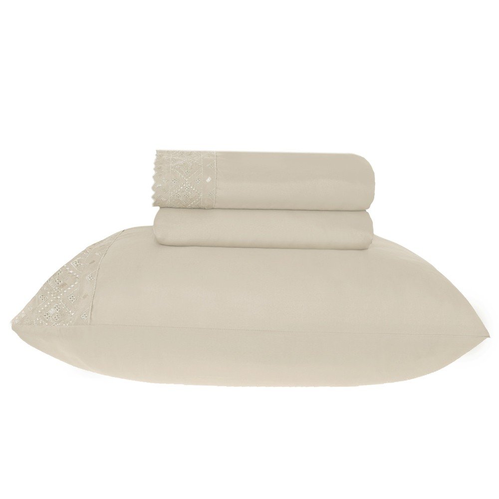 jogo de cama microfibra benecasa cream3