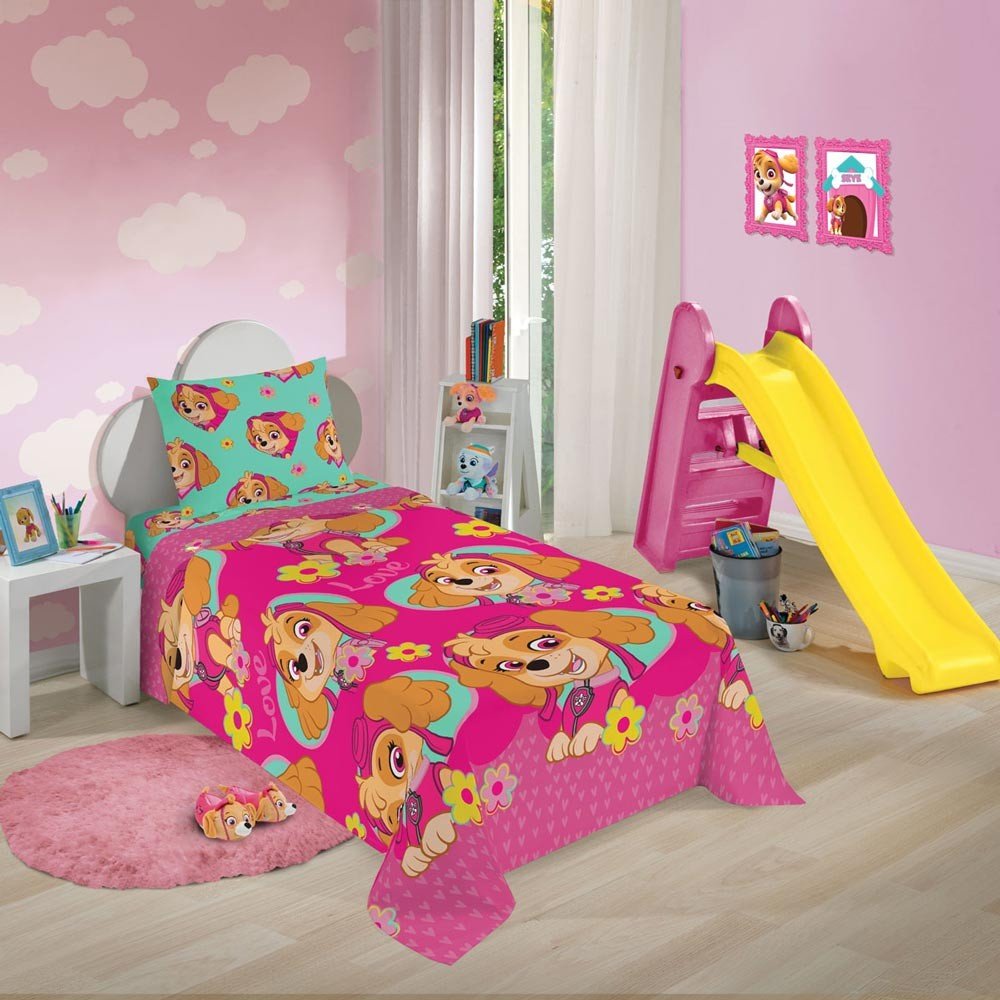 jogo de cama patrulha menina