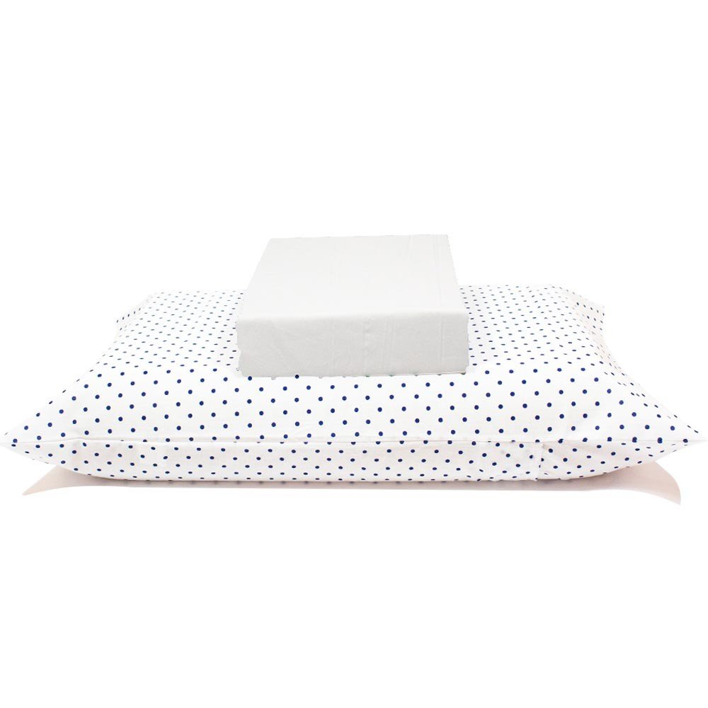 jogo de cama bolinhas azuis lencol branco