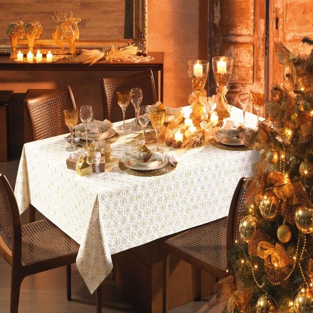 toalha de mesa quadrada karsten snow silver