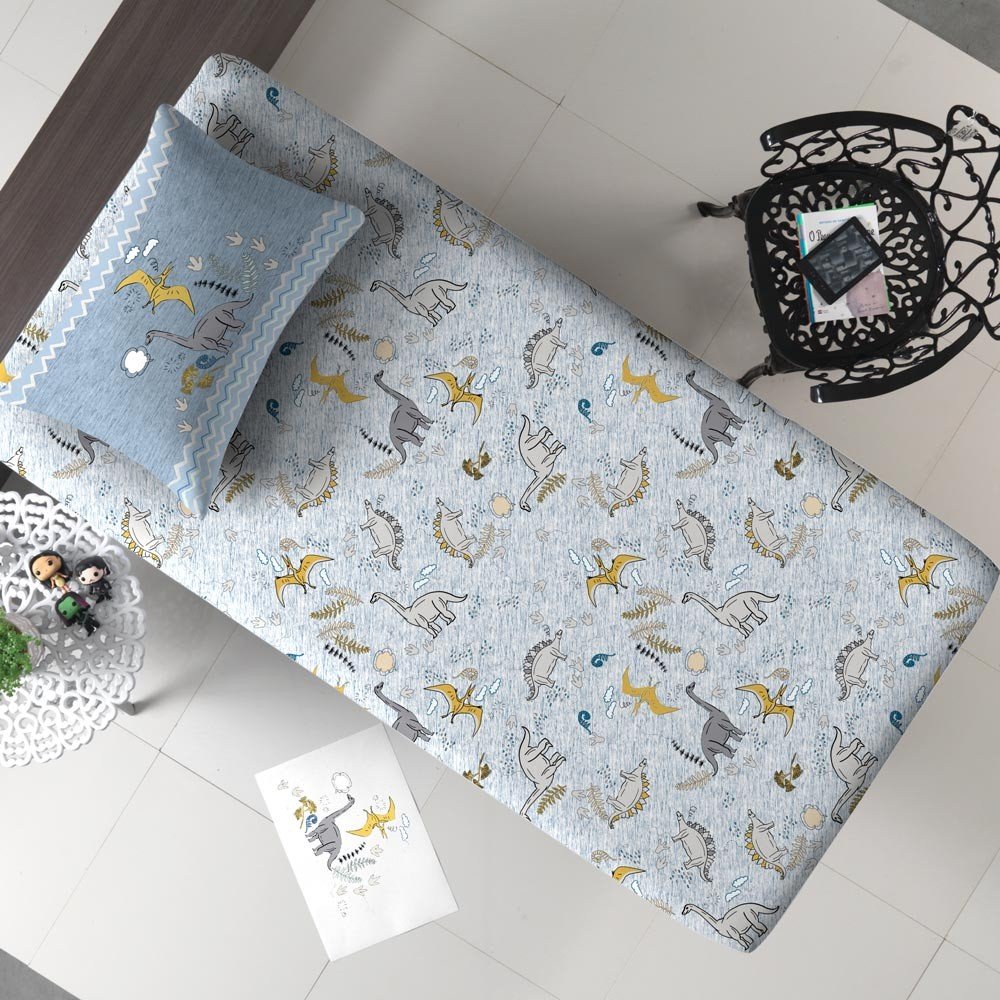 cama dino selva azul