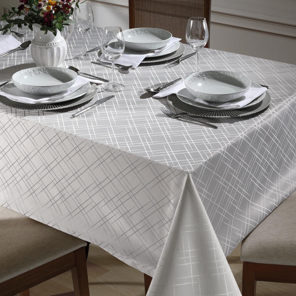 toalha de mesa tj 5795 retangular prata
