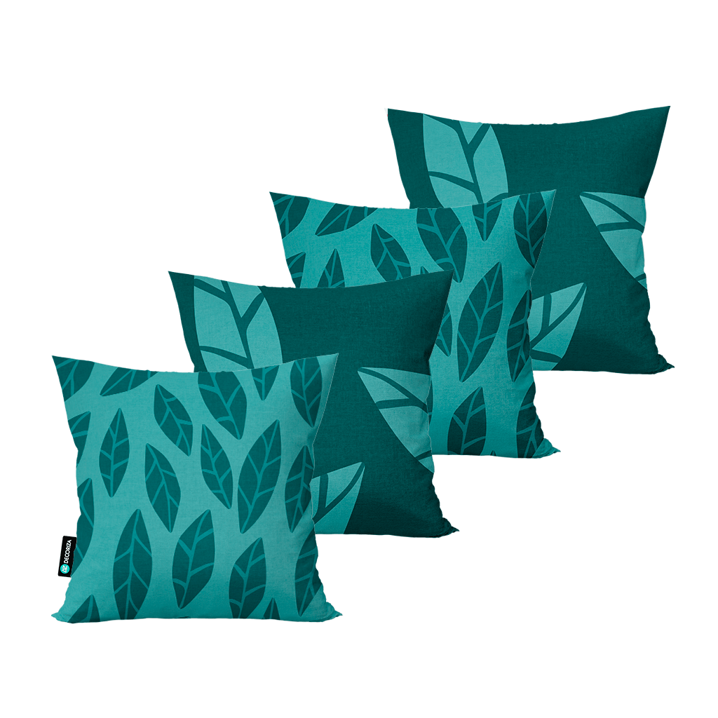 kit 4 capas para almofadas decorativas folhas calf0210